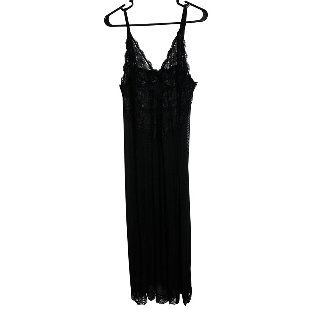 Avidlove Nightgown 18W Gothic Lace Trim Sheer Mesh Maxi Chemise Black Lingerie